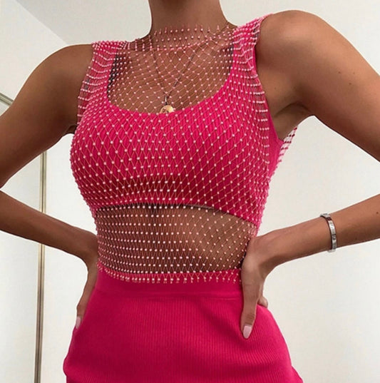 PINK MESH TOP